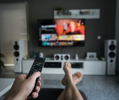 Remote Control with Television in living room